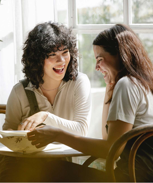two women speaking